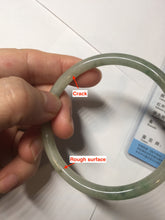 Load image into Gallery viewer, 56mm Certified Type A 100% Natural sunny green/black/gray with dark green floating flowers slim round cut Jadeite bangle PD77-5764