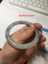 Load image into Gallery viewer, 54.7mm certified Type A 100% Natural icy watery light green with green floating flowers round cut Jadeite Jade bangle BK136-7343