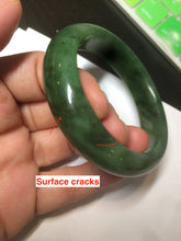 Load image into Gallery viewer, 52.7mm 100% Natural dark green/black nephrite Jade (碧玉) bangle HF36
