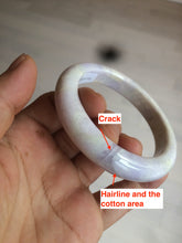 Load image into Gallery viewer, 56.1mm certified 100% natural icy light white/green/purple jadeite jade bangle AX9-0638