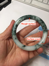 Load image into Gallery viewer, 55.5mm certified 100% natural Type A silent snow and green fire forest round cut jadeite jade bangle AA35-4285