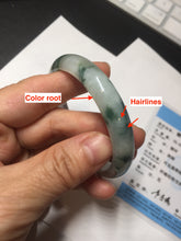 Load image into Gallery viewer, 53.6mm certified natural 100% natural Type A light green/white with green floating flowers jadeite jade bangle BP1-5003