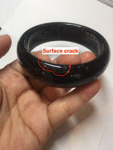 Load image into Gallery viewer, 58mm 100% Natural dark green/black meteorite Stellar Night sky broad style nephrite Jade bangle HF116-1263