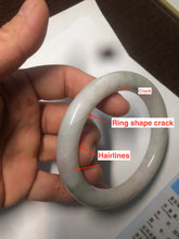 Load image into Gallery viewer, 55mm Certified type A 100% Natural light green/purple/yellow round cut Jadeite bangle AE62-6546