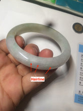 Load image into Gallery viewer, 55.9mm Certified Type A 100% Natural white/green/yellow early spring morning color Jadeite Jade bangle A105-5066