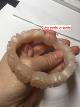 Load image into Gallery viewer, 60mm 100% natural light pink orange white Quartzite (Shetaicui jade) carved flowers bangle SY110