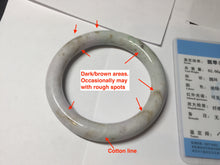 Load image into Gallery viewer, 58.5mm Certified Type A 100% Natural light green/sunny green/brown/black chubby round cut Jadeite bangle PD86-1096