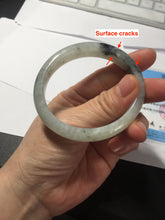 Load image into Gallery viewer, 51.5mm certified Type A 100% Natural icy watery light green white oval Jadeite Jade bangle BS65-7412