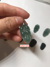 Load image into Gallery viewer, 100% natural type A icy watery dark green blue gray black Guatemala jadeite leaf pendant BP184-3