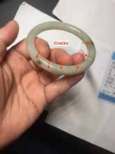 Load image into Gallery viewer, 53.5mm Certified type A 100% Natural green dark green floating seaweed round cut Jadeite bangle PC140-6615