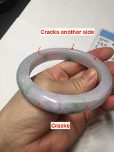 Load image into Gallery viewer, 58mm certified 100% natural type A light green/purple/yellow(FU LU SHOU)  jadeite jade bangle BN84-8722