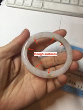 Load image into Gallery viewer, 47mm certified 100% natural Type A light purple white oval jadeite jade bangle PB63-3872