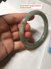 Load image into Gallery viewer, 55.5mm Certified type A 100% Natural  light green gray round cut Jadeite bangle PD41-9580