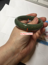 Load image into Gallery viewer, 56mm certified 100% natural Type A oliy dark green(油青) brown jadeite jade bangle BS101-4047