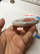 Load image into Gallery viewer, 54mm Certified type A 100% Natural light green purple round cut Jadeite bangle PC102-4955