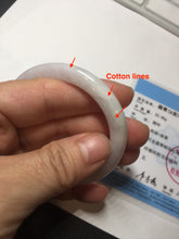 Load image into Gallery viewer, 50mm certified Type A 100% Natural light green purple white oval slim Jadeite Jade bangle D160-6354