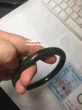 Load image into Gallery viewer, 61.5mm certified 100% Natural dark green black (碧玉) round cut nephrite Jade bangle HT105-1579