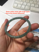 Load image into Gallery viewer, 57mm Certified Type A 100% Natural light green/blue/gray/brown with flying snow Guatemala slim round cut Jadeite bangle PD57-5536