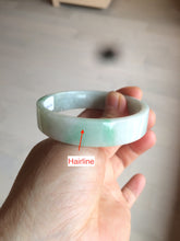 Load image into Gallery viewer, 52.8mm Certified type A 100% Natural sunny green/white square Jadeite Jade bangle BF63-4716