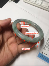 Load image into Gallery viewer, 55.5mm certified 100% natural Type A light green round cut jadeite jade bangle BS104-2525