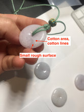 Load image into Gallery viewer, 22.3-26.6mm Type A 100% Natural light purple white Jadeite Jade Safety Guardian Button donuts Pendant BF136