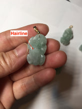 Load image into Gallery viewer, 100% natural type A sunny green jadeite jade 3D PiXiu (貔貅) pendant group AX150