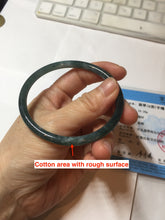 Load image into Gallery viewer, 59.5mm Certified Type A 100% Natural dark green/blue/gray Guatemala slim round cut Jadeite bangle PD177-2483