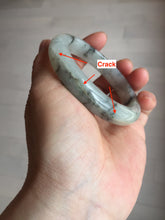 Load image into Gallery viewer, 56mm certificated Type A 100% Natural icy watery light green/white with dark green floating flowers chinese ink painting Jadeite Jade bangle PB124-7427