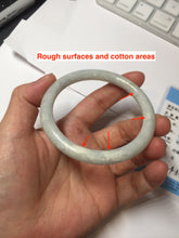 Load image into Gallery viewer, 55.5mm certified 100% natural Type A light green white round cut jadeite jade bangle BS2-9564
