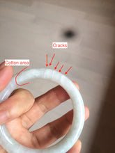 Load image into Gallery viewer, 54mm Certified type A 100% Natural white/light green round cut Jadeite bangle W98-6505