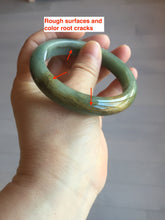 Load image into Gallery viewer, 55.4mm certified 100% natural Type A dark green yellow gray black jadeite jade bangle AA72-7576