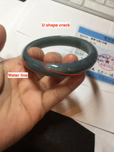 Load image into Gallery viewer, 61mm Certified Type A 100% Natural deep sea dark green/blue/gray/black Guatemala Jadeite bangle PB113-6424