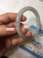 Load image into Gallery viewer, 54mm certified natural 100% natural Type A light green round cut jadeite jade bangle BS74-1021