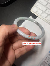 Load image into Gallery viewer, 58mm certified 100% natural type A light green/purple with green fly flowers round cut jadeite jade bangle BN55-3123