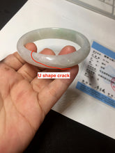 Load image into Gallery viewer, 47.5mm certified 100% natural Type A icy watery green white  oval jadeite jade bangle BP46-9356