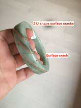 Load image into Gallery viewer, 57.6mm certified type A 100% Natural light green/gray square style Jadeite Jade bangle AX101-1509