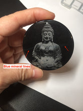 Load image into Gallery viewer, 100% natural black jadeite jade(Wuji, 乌鸡)  Guanyin (观音) safe and sound pendant/worry stone/decor BM38