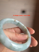 Load image into Gallery viewer, 53.7mm certificated Type A 100% Natural light green/yellow with green floating flowers Jadeite Jade bangle BK23-4409