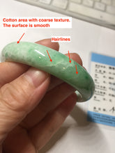 Load image into Gallery viewer, 56mm certified 100% natural Type A sunny green white jadeite bangle PD147-6264
