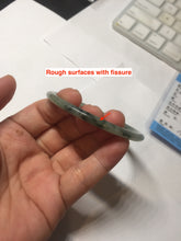 Load image into Gallery viewer, 55.6mm Certified Type A 100% Natural green/black/gray with dark green floating flowers slim round cut Jadeite bangle PD66-5766