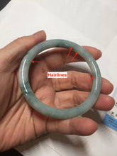 Load image into Gallery viewer, 55.8mm Certified Type A 100% Natural green/blue with green floating flowers slim round cut Jadeite bangle PB237-9550