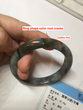 Load image into Gallery viewer, 54.5mm certified Type A 100% Natural dark green/black(青花)/red Jadeite Jade bangle PD119-6289