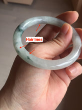 Load image into Gallery viewer, 53.4mm Certified Type A 100% Natural icy watery light green white roung cut jadeite Jade bangle AU51-8147