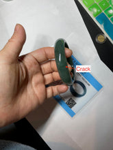 Load image into Gallery viewer, 57.5mm certified type A 100% Natural icy watery dark green/black Jadeite jade bangle AM71-1090