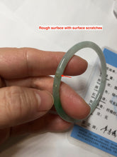 Load image into Gallery viewer, 50.5mm certified 100% natural Type A sunny green/white thin flat jadeite jade bangle BG219-8578