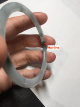 Load image into Gallery viewer, 57.5mm certified 100% natural type A icy watery white beige with green floating flowers flat jadeite bangle PD26-5816