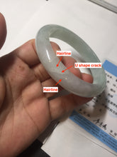 Load image into Gallery viewer, 58.8mm Certified Type A 100% Natural icy watery green white Jadeite Jade bangle BH86-9115