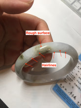 Load image into Gallery viewer, 57.5mm Certified Type A 100% Natural icy watery white purple black brown seaweeds and golden sand Jadeite Jade bangle H160-7068