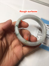 Load image into Gallery viewer, 55.4mm certified Type A 100% Natural light purple with green floating flowers Jadeite Jade bangle AU11-1260