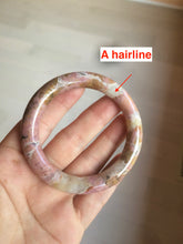 Load image into Gallery viewer, 52.3mm 100% natural pink/golden round cut rose stone (Rhodonite)bangle XY78